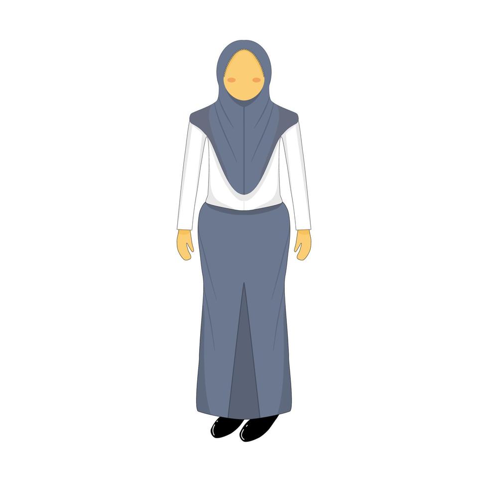 vector para el personaje de estudiante hijab con uniforme de escuela secundaria indonesia