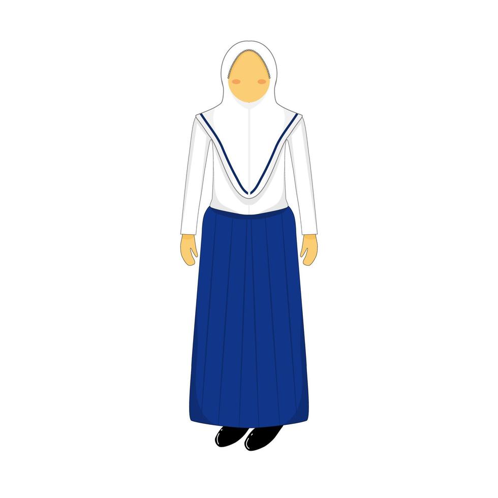 Vector character hijab student wearing Indonesian junior high School uniform