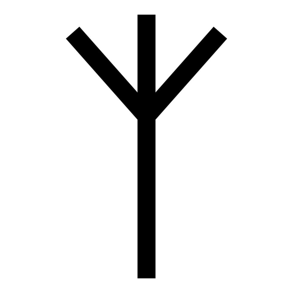 Algiz Elgiz rune elk reed defence symbol icon black color vector illustration flat style image
