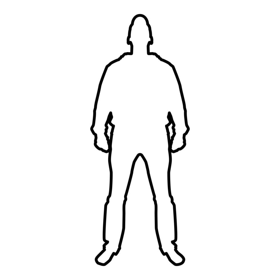 Man standing in cap view with front icon black vector