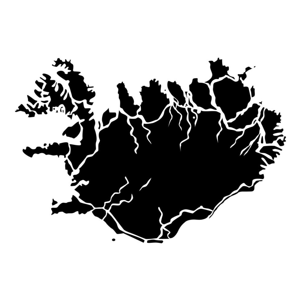 Map of Iceland icon black color vector illustration flat style image