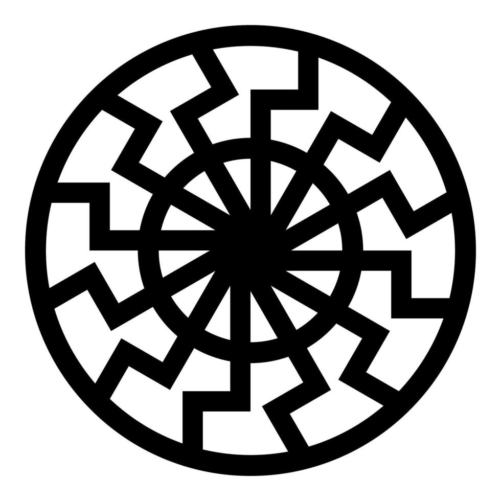Black sun symbol icon black color vector illustration flat style image
