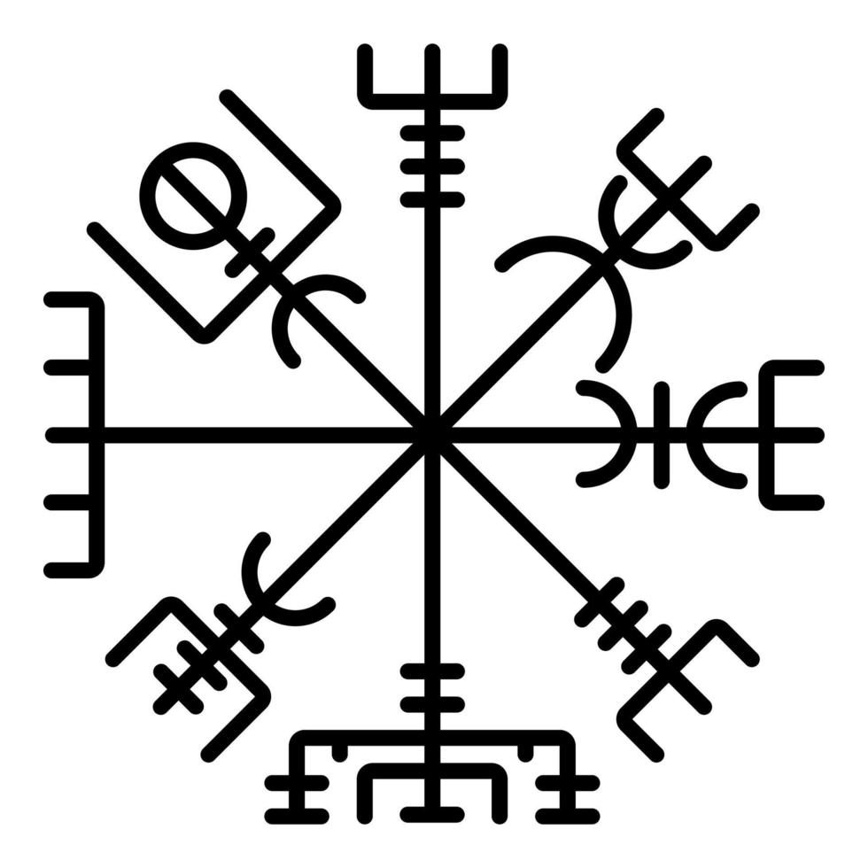 vegvisir brújula rúnica galdrastav navegación brújula símbolo icono color negro vector ilustración estilo plano imagen