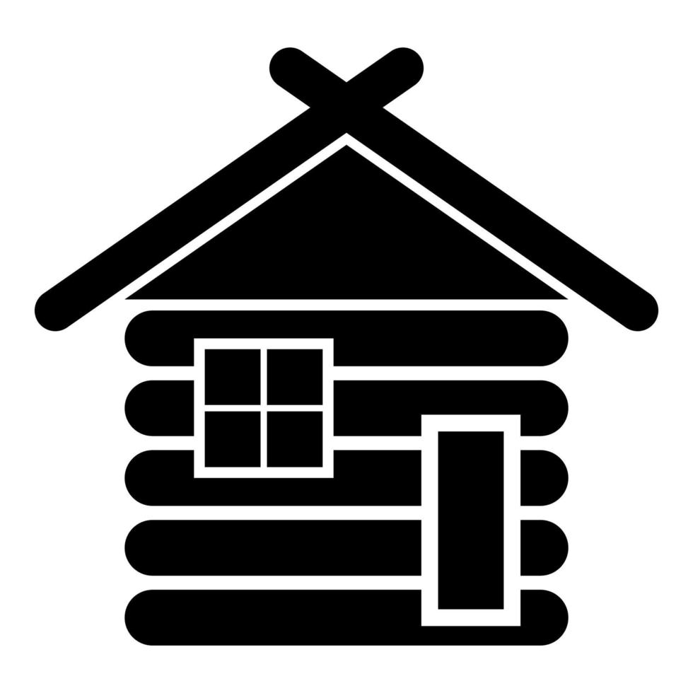 Wooden house Barn with wood Modular log cabins Wood cabin modular homes icon black color vector illustration flat style image