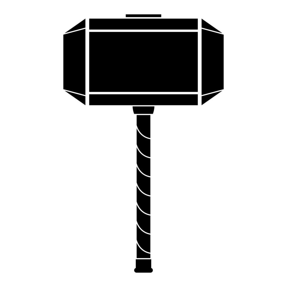 Thor's hammer Mjolnir icon black color vector illustration flat style image