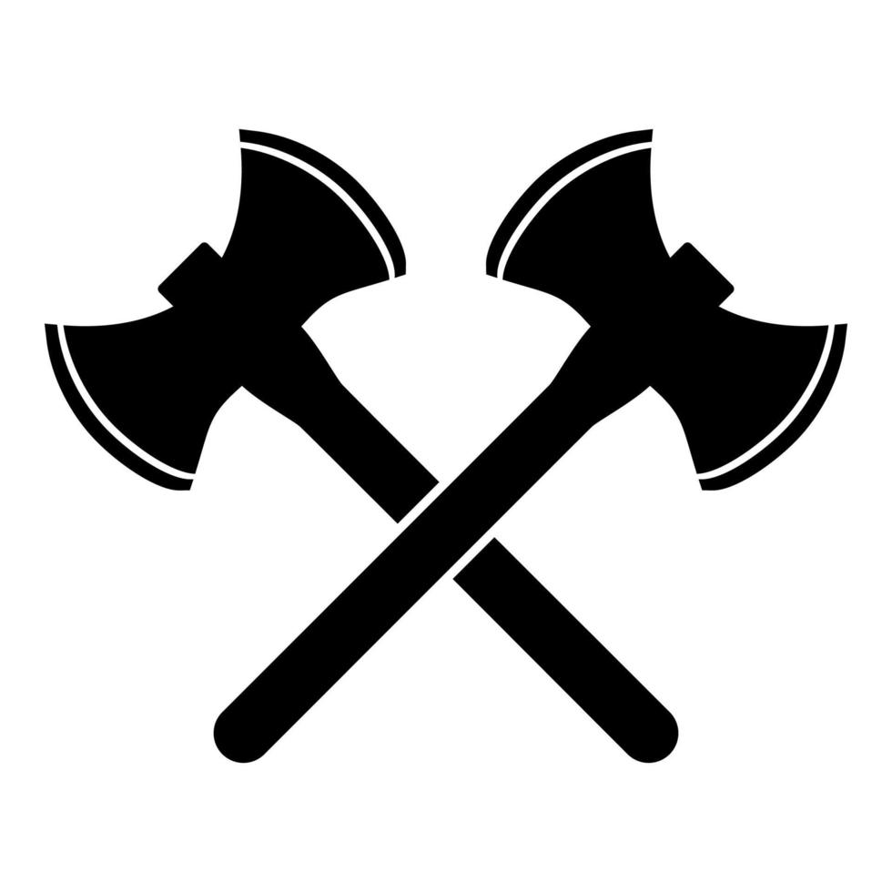 Two double-faced viking axes icon black color vector illustration flat style image