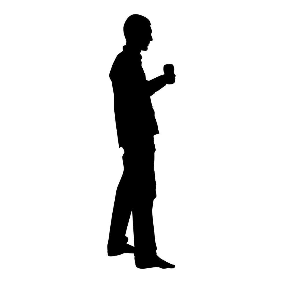 el hombre sostiene en la mano una copa de vino a punto de hacer un brindis concepto de vacaciones icono color negro vector ilustración imagen de estilo plano