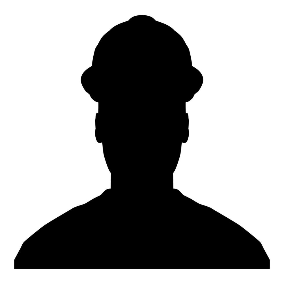 Avatar builder architect engineer in helmet view icon black color vector illustration flat style image