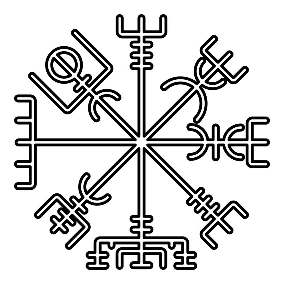 Vegvisir runic compass galdrastav Navigation vector