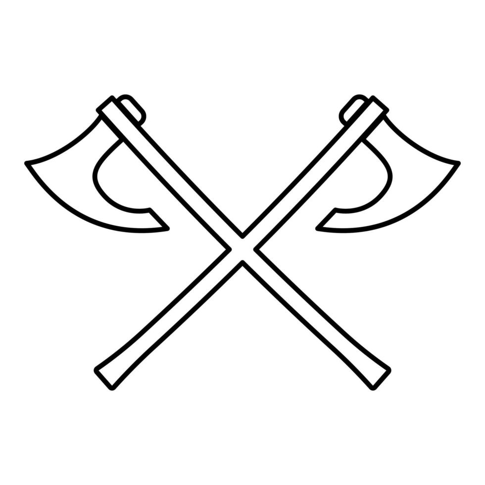 dos ejes de batalla vikingos icono vector de color negro