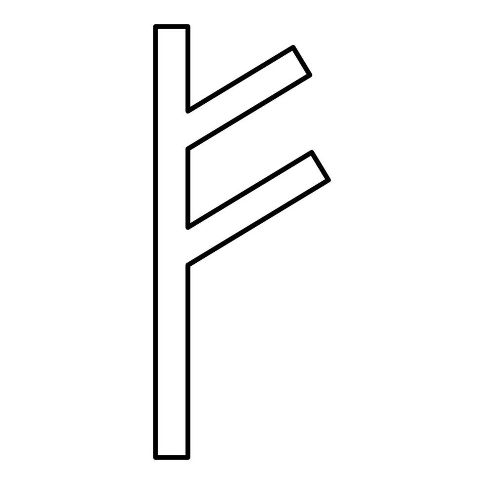 Fehu rune F symbol feoff own wealth icon black vector