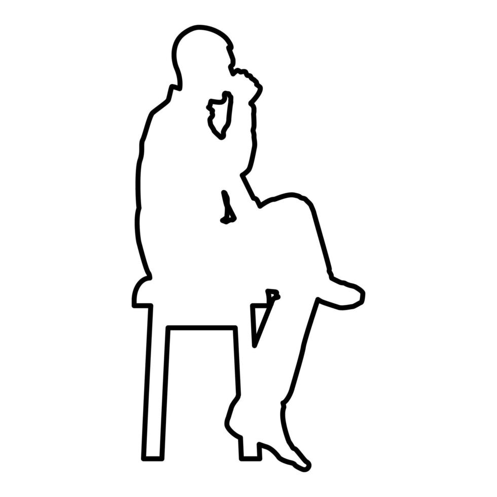 Man drinking from mug sitting on stool with vector