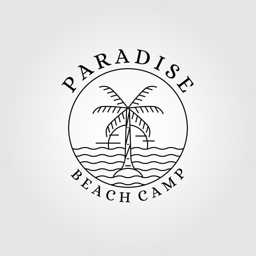 paradise , hawaii , line art palm tree logo vector illustration design graphic