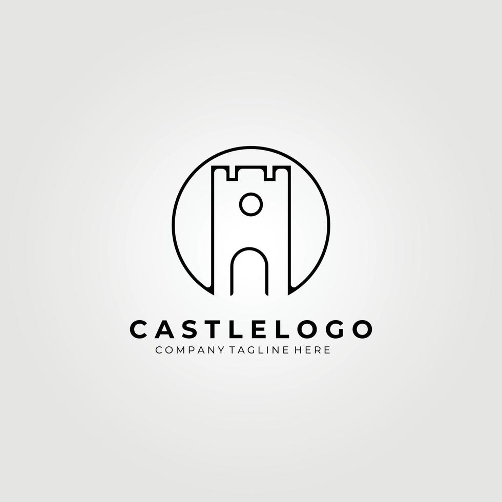 simple monoline castle logo vector illustration design