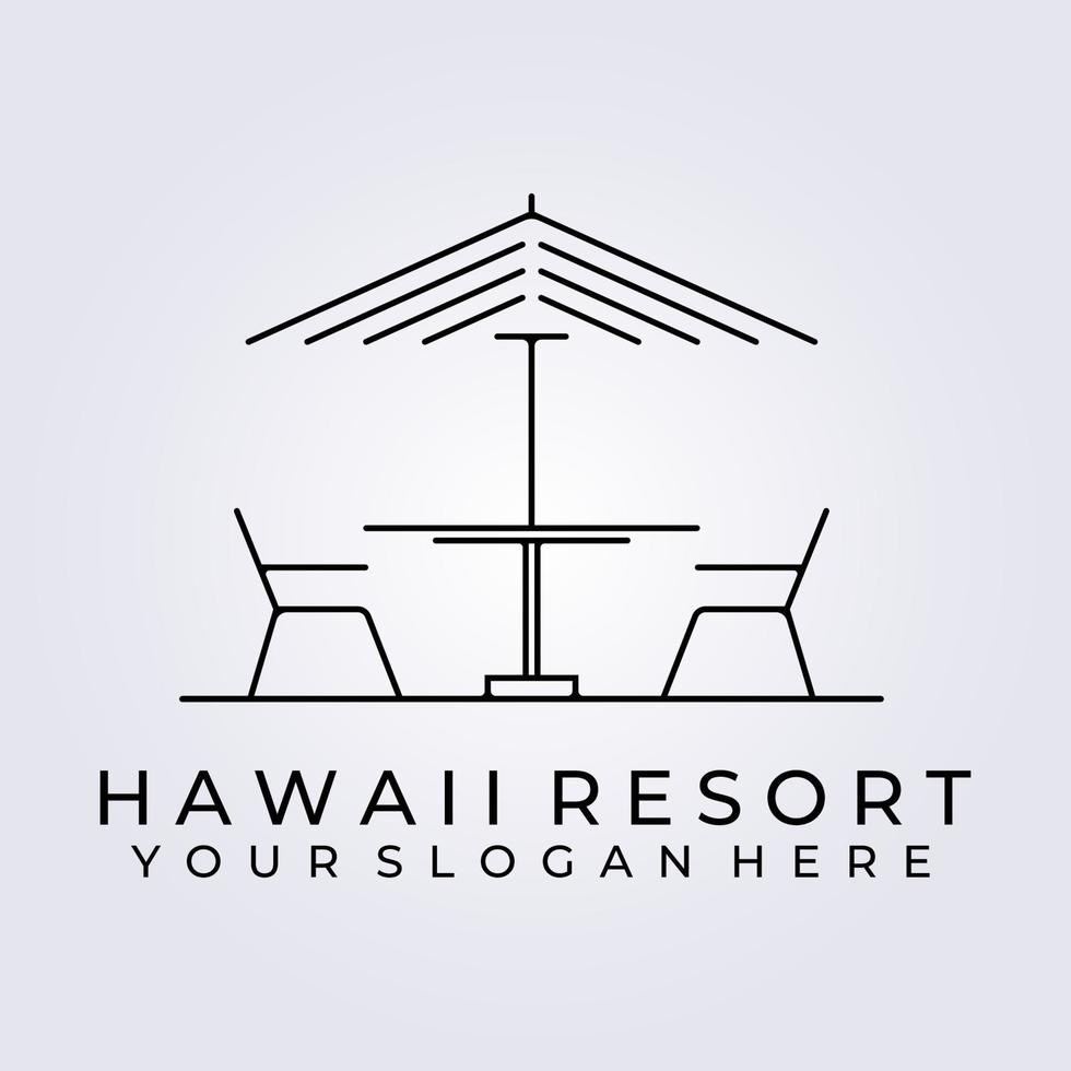 restaurante de café con terraza mínimo, cafetería logo icono signo símbolo vector ilustración diseño hawaii resort