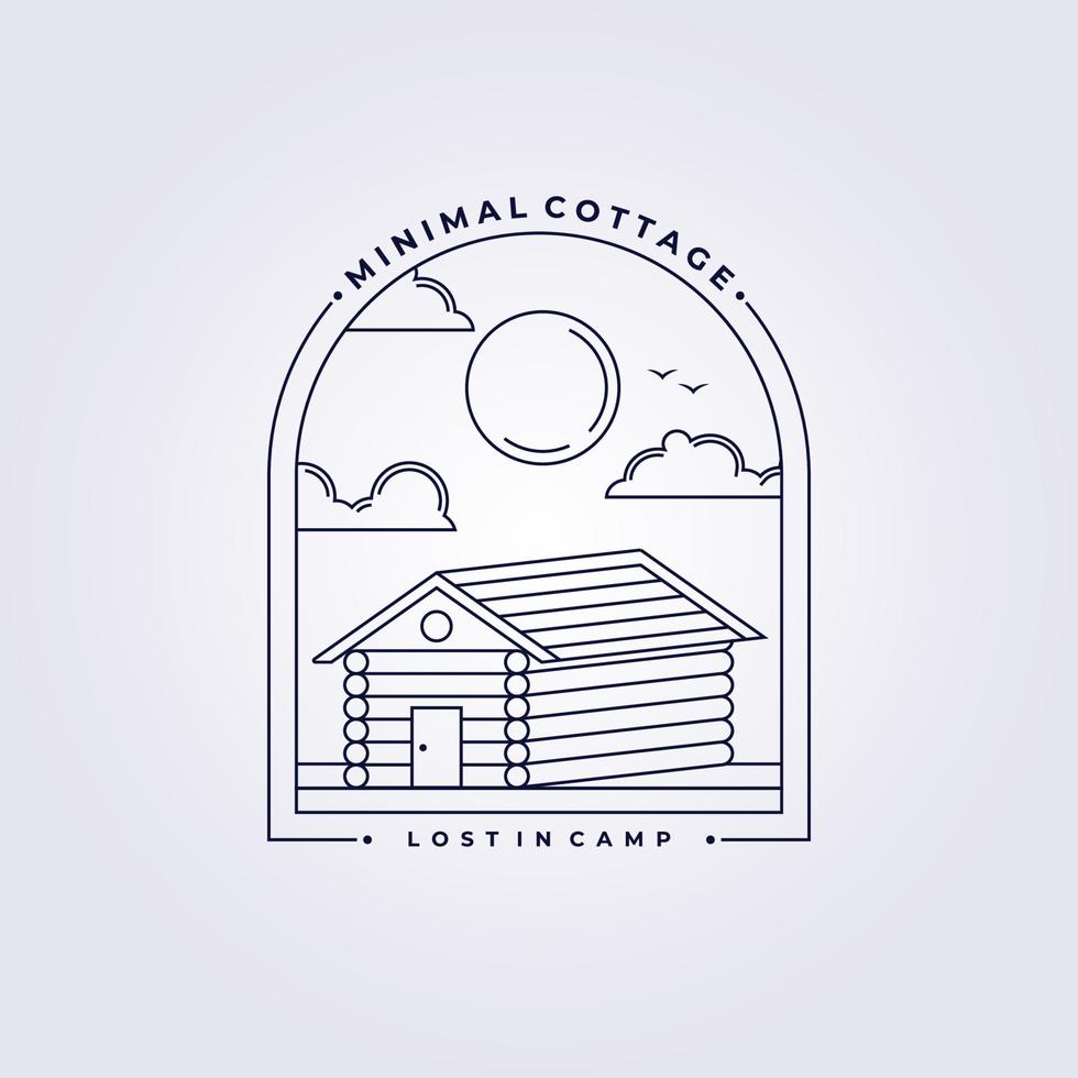 logotipo de cabina de línea simple cabaña lodge alojamiento homestead vector ilustración diseño de granero