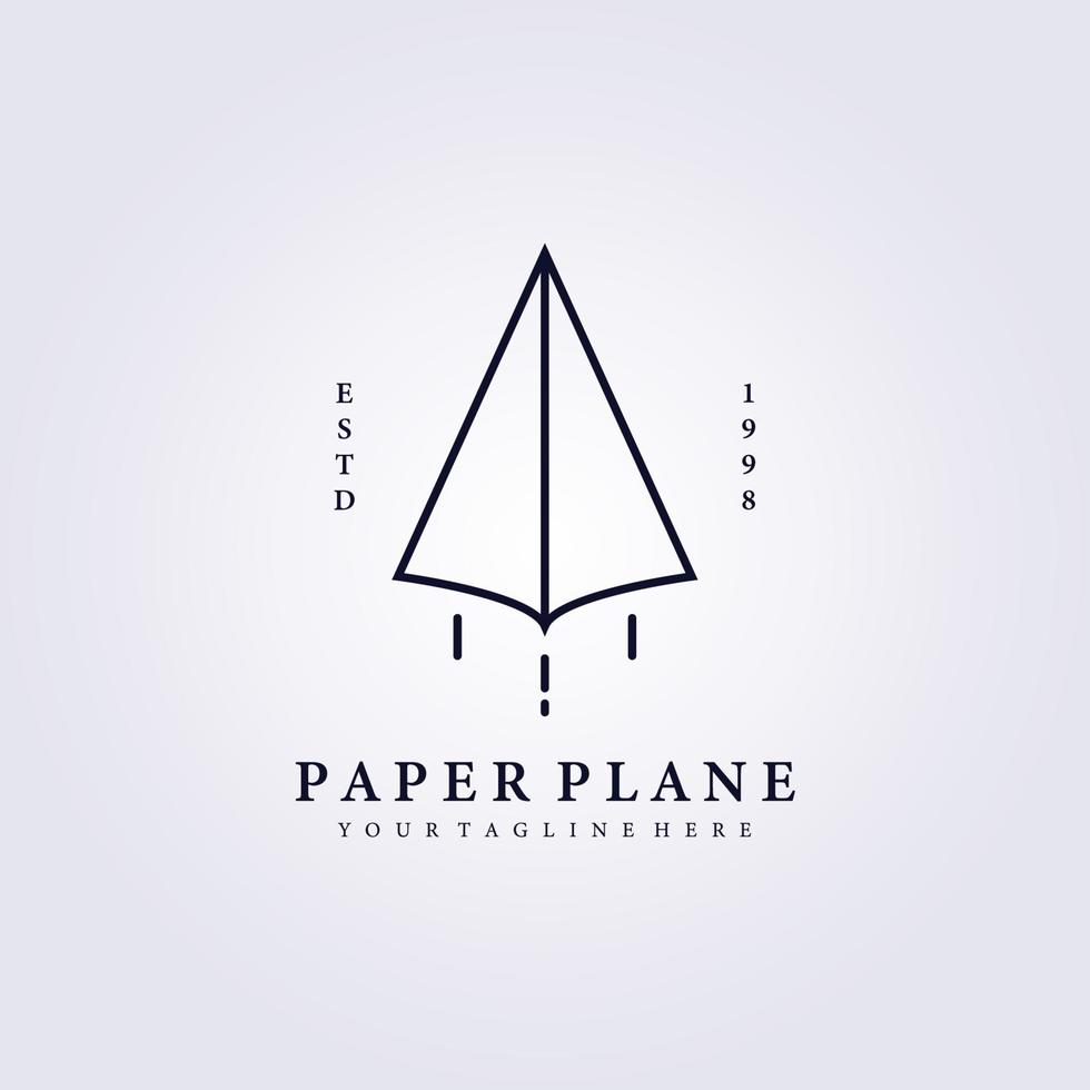 diseño de ilustración minimalista de vector de arte de línea de avión de papel de logotipo de viaje simple