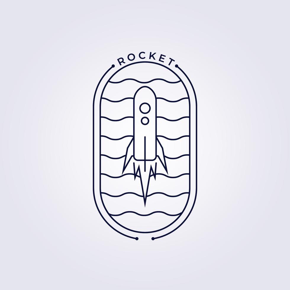line art rocket logo atmosphere vector illustration design wave icon symbol badge emblem