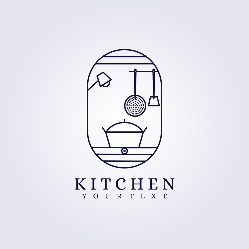 kitchen house restaurant logo modern vector illustration design line art simple badge mama