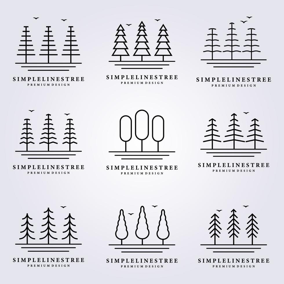 simple tree line nature logo vector illustration design art minimal minim forest simple icon symbol