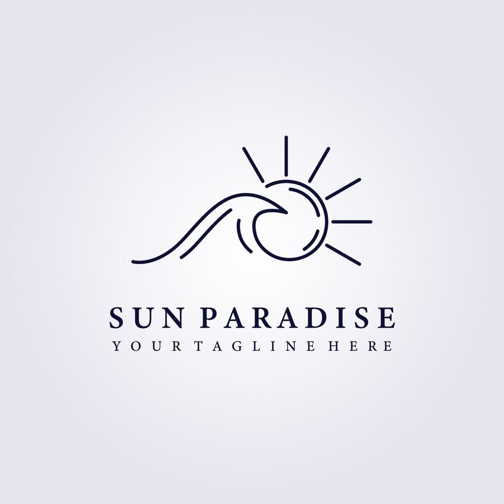 wave ocean sunset sunrise logo vector illustration design simple minimal line art icon symbol