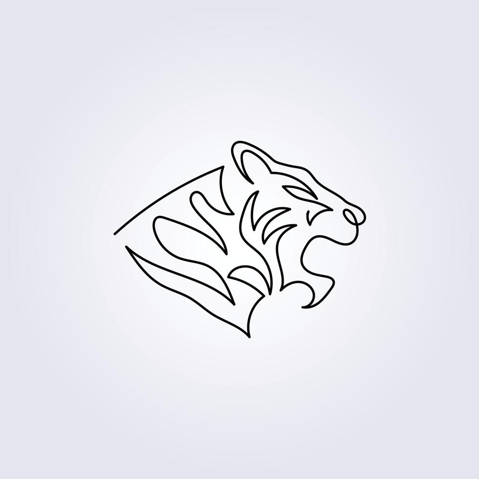 dibujado a mano arte lineal tigre una línea continua icono símbolo logotipo vector ilustración diseño simple moderno minimalista