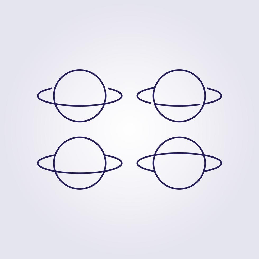 planet symbol icon draw logo simple minimalist line art set bundle various collection vector
