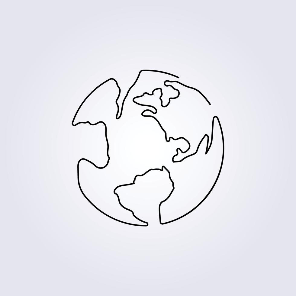 diseño de ilustración de vector de logotipo de icono de símbolo de mapa de mundo continuo de una línea