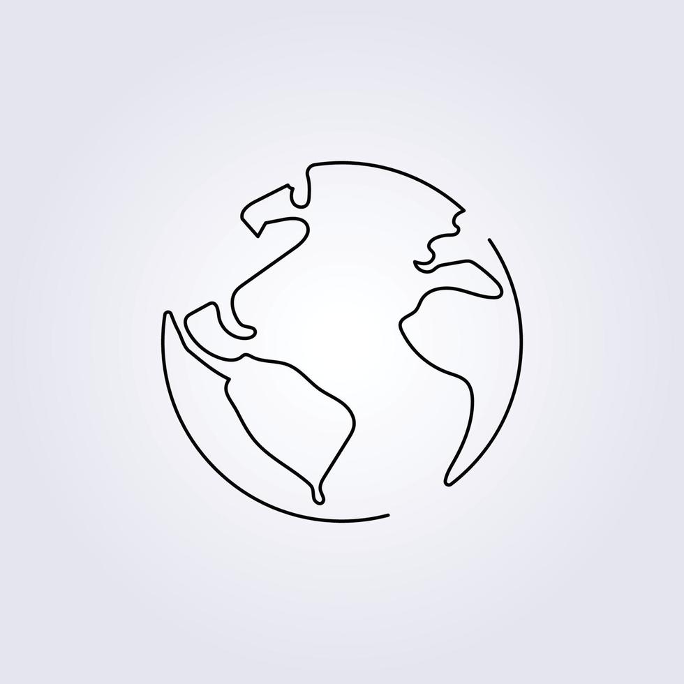 continuous line globe atlas flat symbol icon logo vector illustration template design