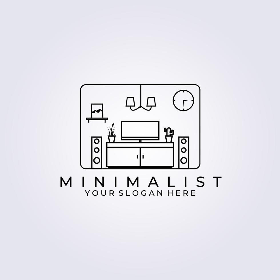 minimalist furniture logo vector illustration design, table line art furniture logo