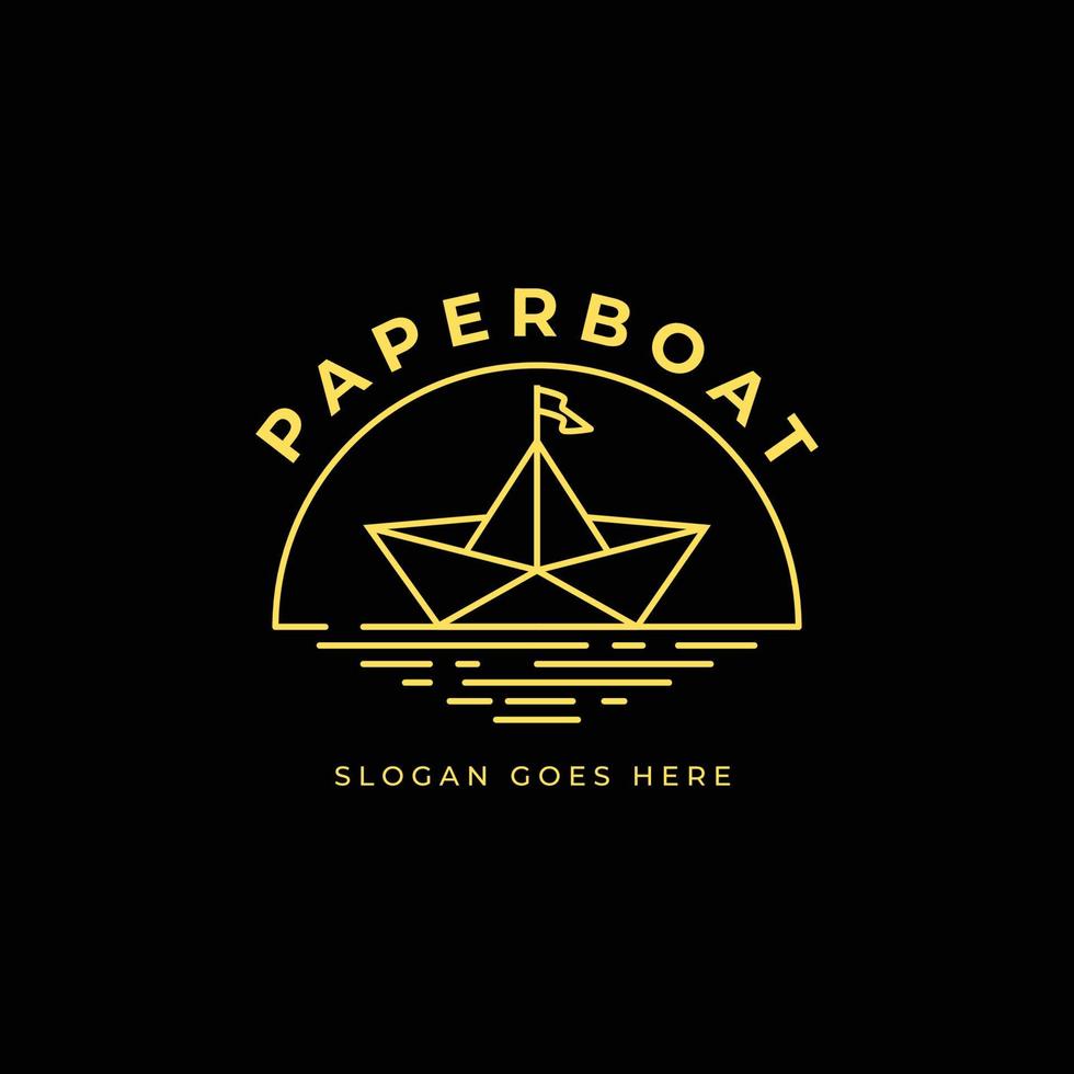 diseño de ilustración vectorial del logotipo de arte de línea de barco de papel , barco de papel para estudio , plantilla de empresa vector