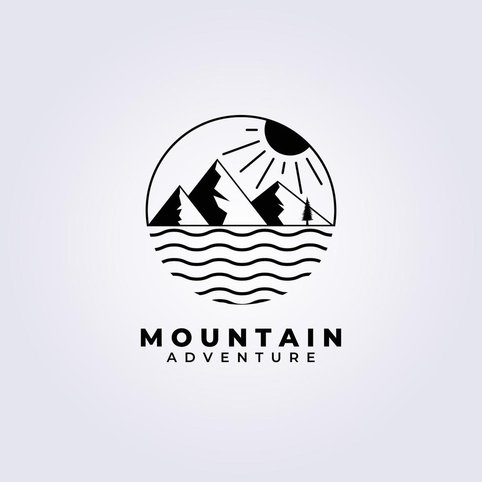 diseño de ilustración de vector de logotipo de lago de montaña minimalista, ribera