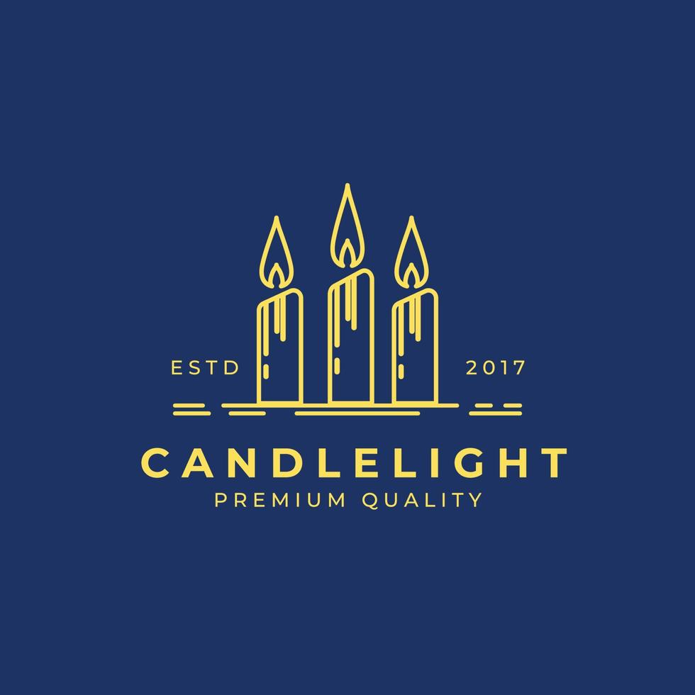 Premium candle logo vector illustration design, candle light line art logo