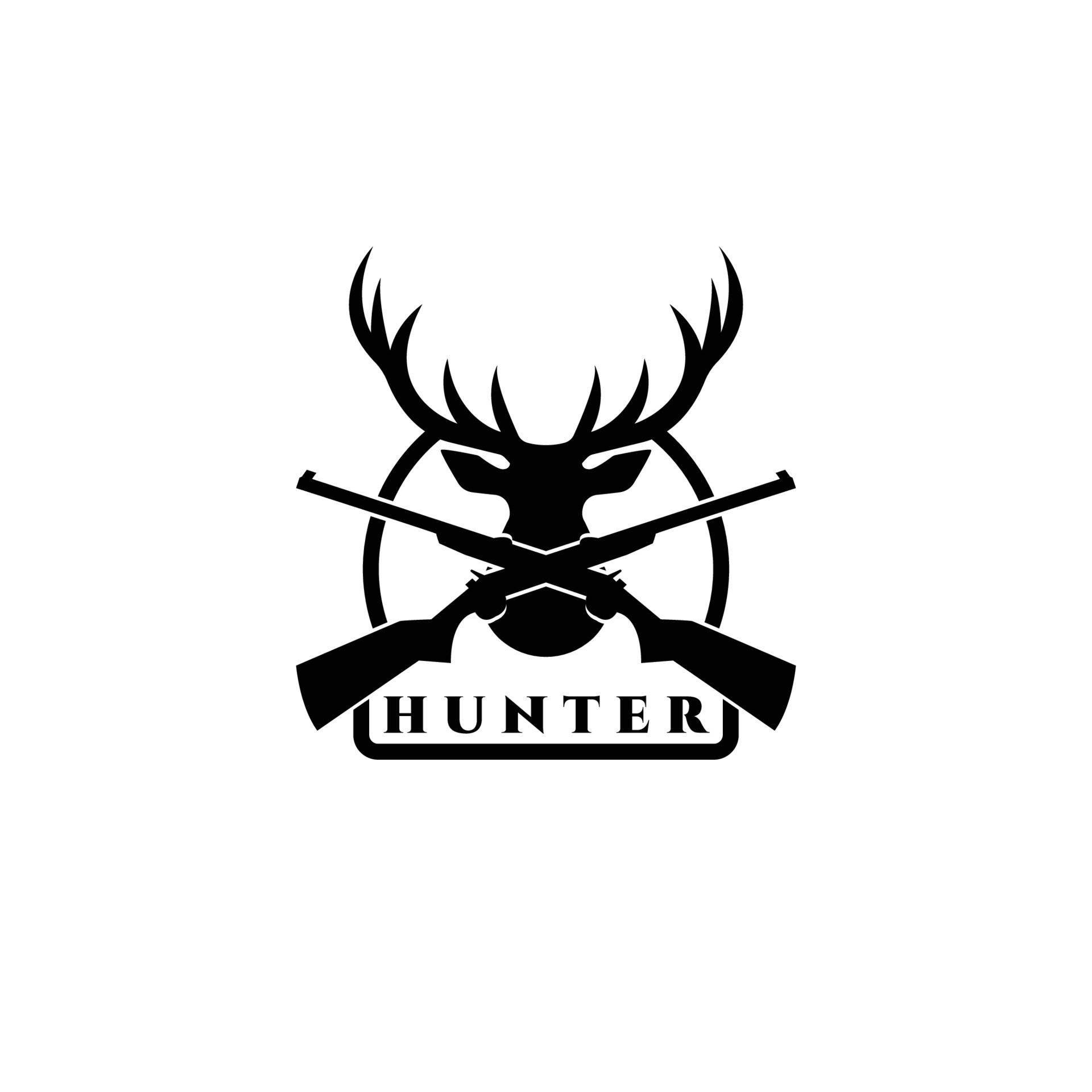 Deer hunt logo vector illustration design, hunter icon , deer head
