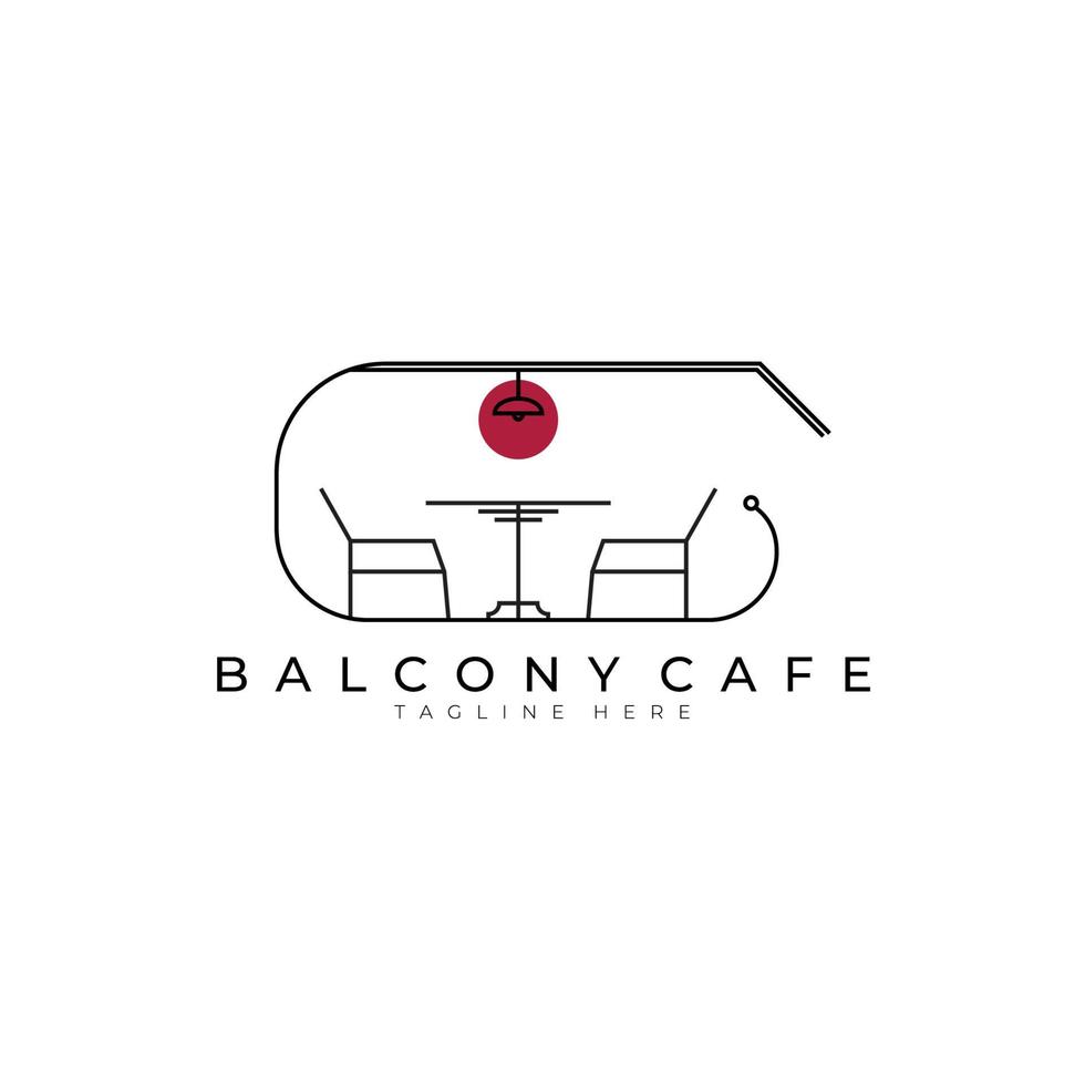 balcony cafe logo vector illustration design , home interior