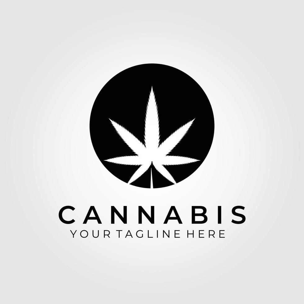 cannabis leaf logo vector illustration design , vintage logo concept