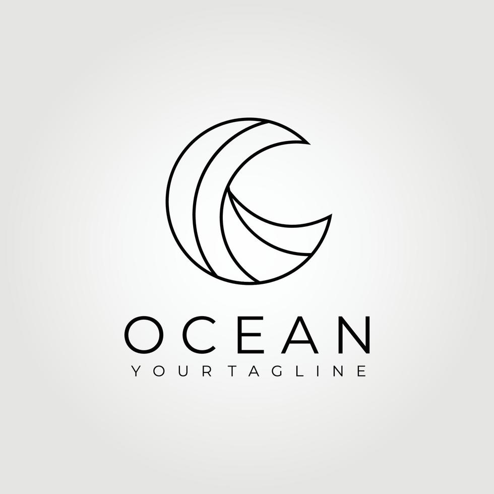 logotipo del océano, gráfico de diseño de ilustración vectorial del logotipo de gran ola, logotipo de puesta de sol o amanecer vector