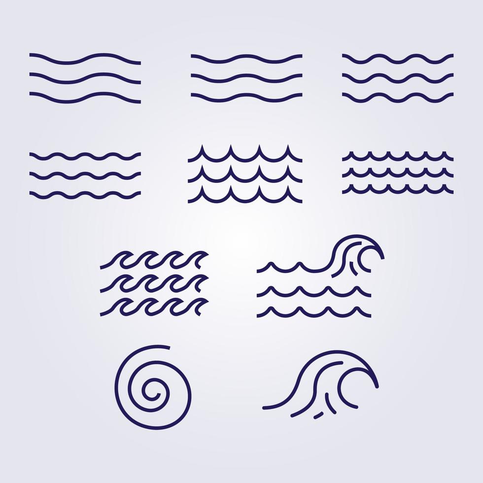 varias olas agua lago río logo vector ilustración, paquete conjunto colección paquete diseño