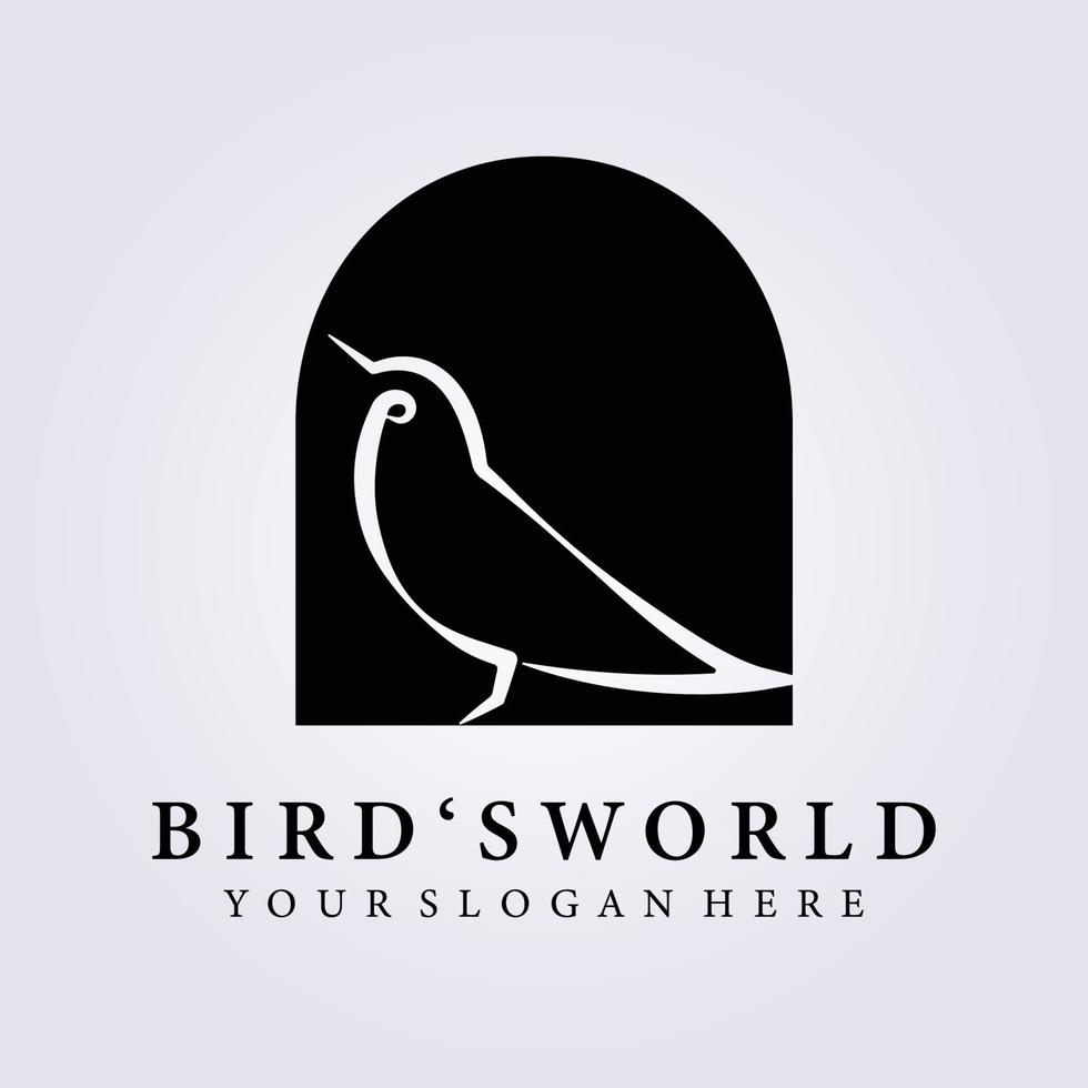 ave , diseño de ilustración vectorial del logotipo del mundo de las aves , mini logotipo de ave de arte de línea simple vector