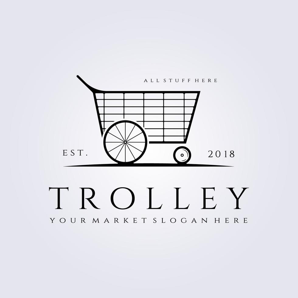 simple line art trolley chart for shop logo icon symbol vector illustration design