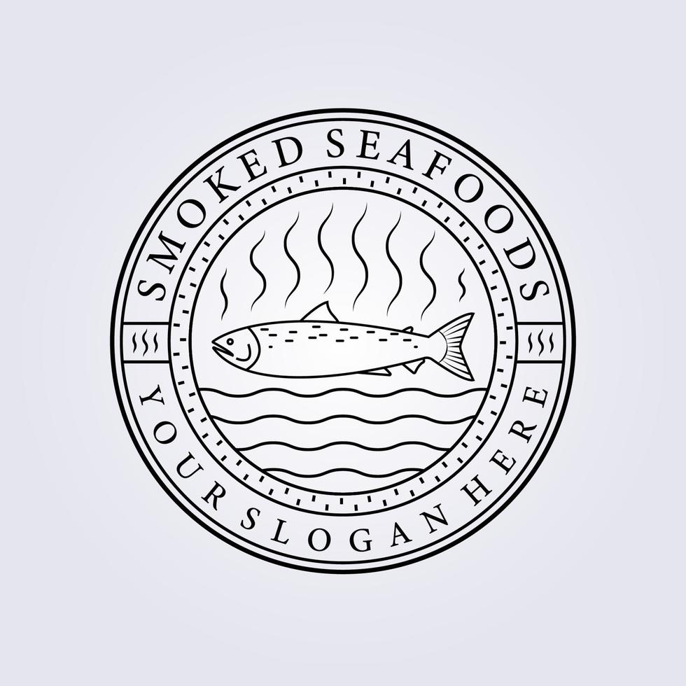 fish, seafood restaurant line art logo symbol icon vector illustration design