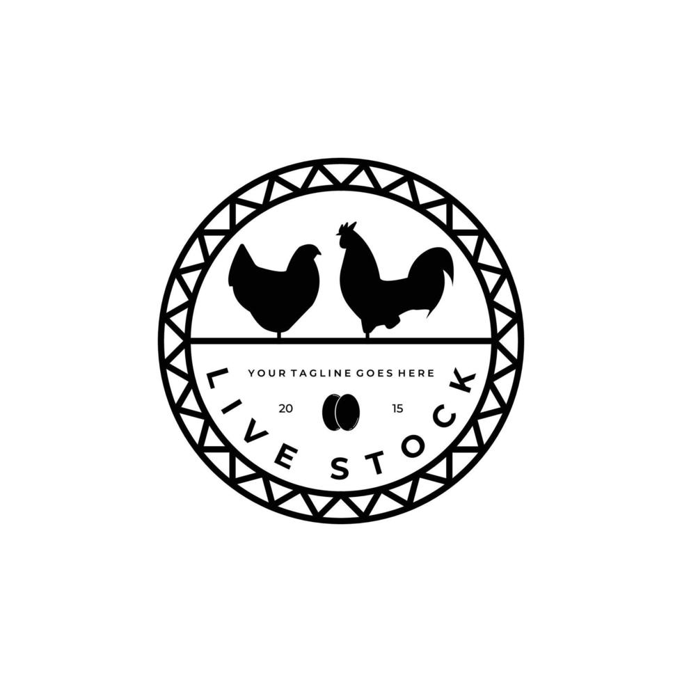 diseño de ilustración vectorial del logotipo de ganado , logotipo de pollo gallo , logotipo de granja he vector