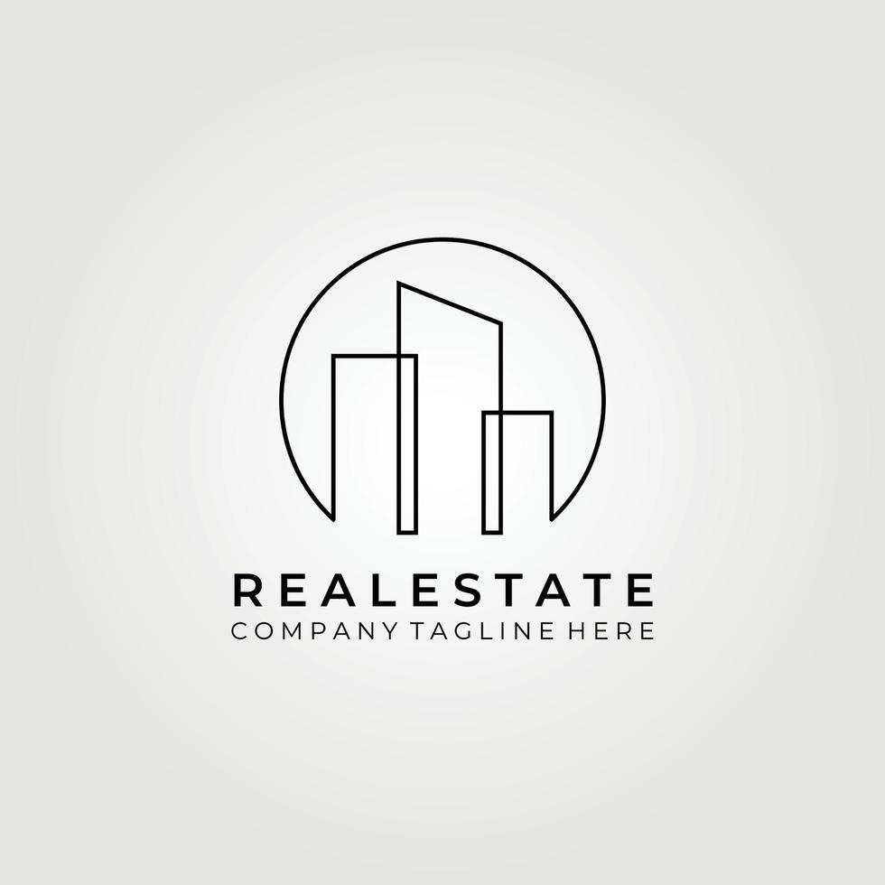 monoline real estate logo vector illustration design , sign, symbol, icon