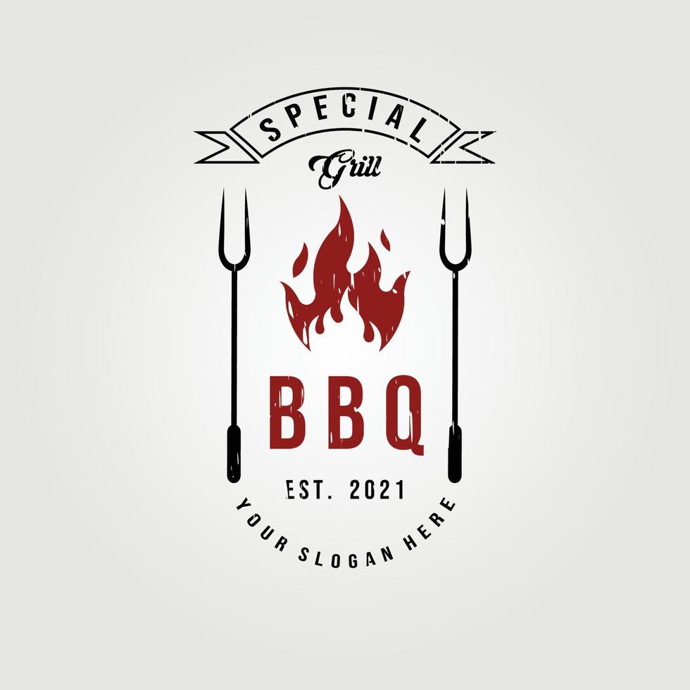 Diseño de ilustración de vector de logotipo de parrilla de humo de barbacoa