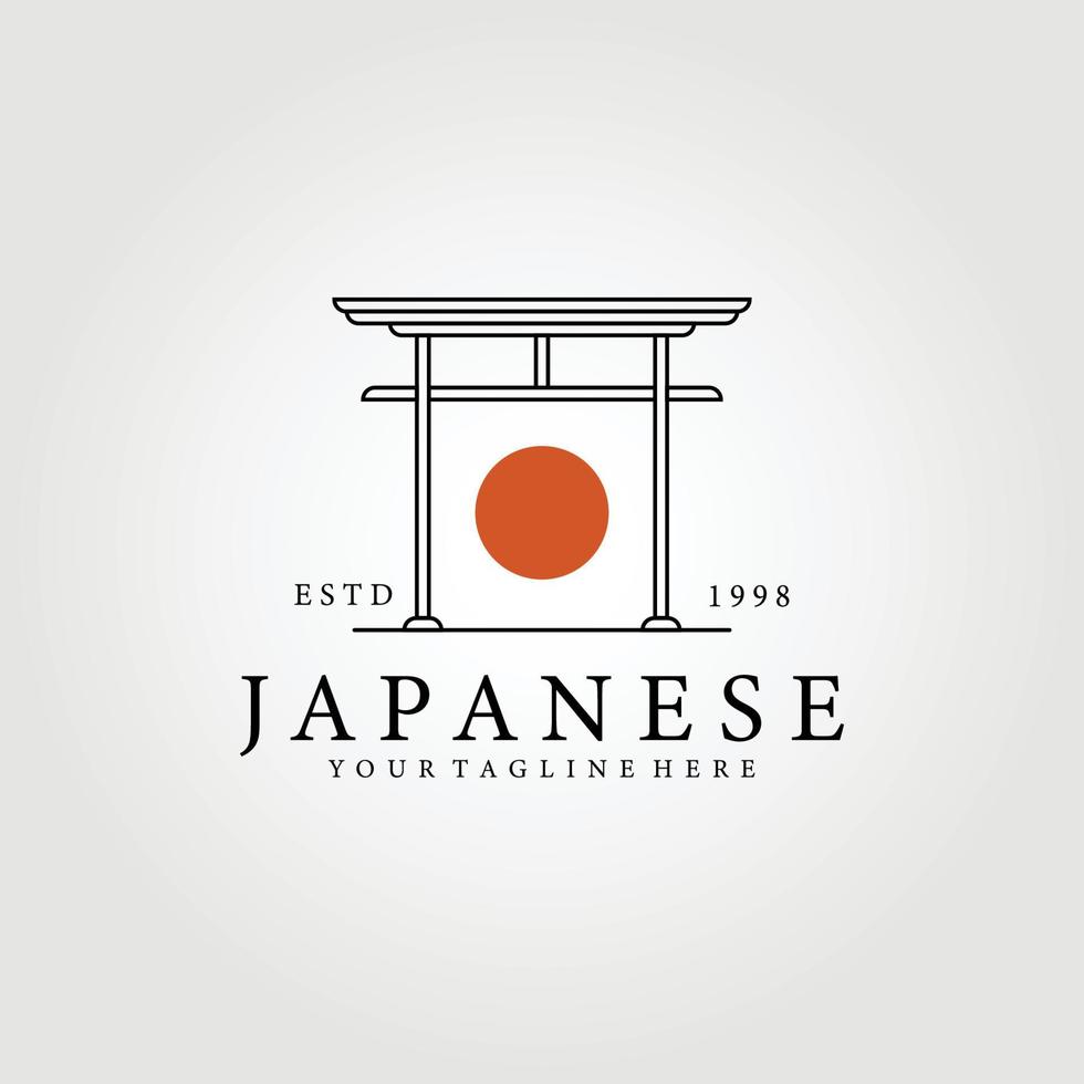 diseño de ilustración de vector de logotipo de icono japonés de arte lineal, cultura tradicional de japón