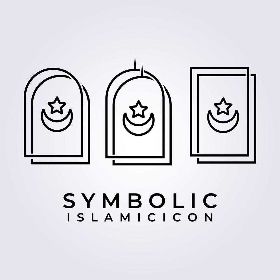 diseño de ilustración de vector de logotipo simbólico islámico de arte de línea simple