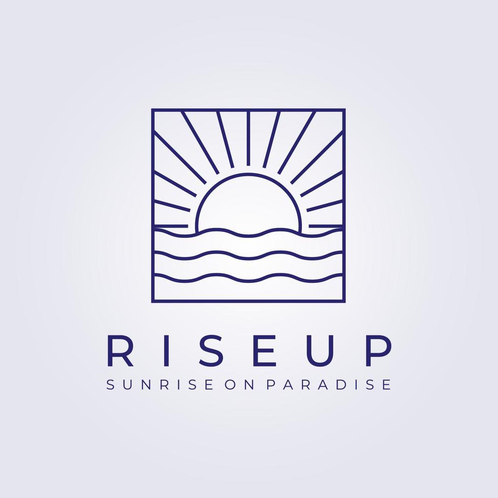 puesta de sol amanecer hawaii resort paraíso logo vector ilustración diseño