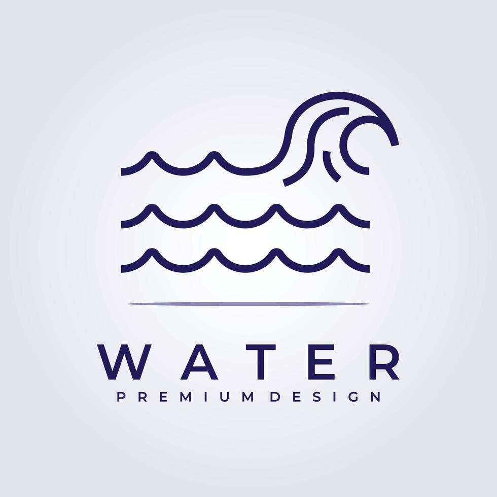 wave water ocean flow logo icon symbol sign element label vector illustration design simple line monoline simple minimal