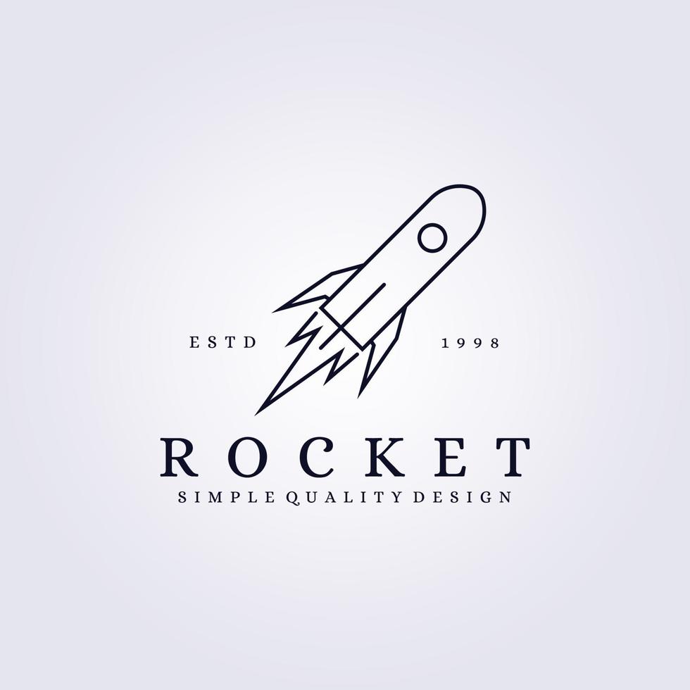 simple line rocket logo art vector illustration design launch icon symbol template