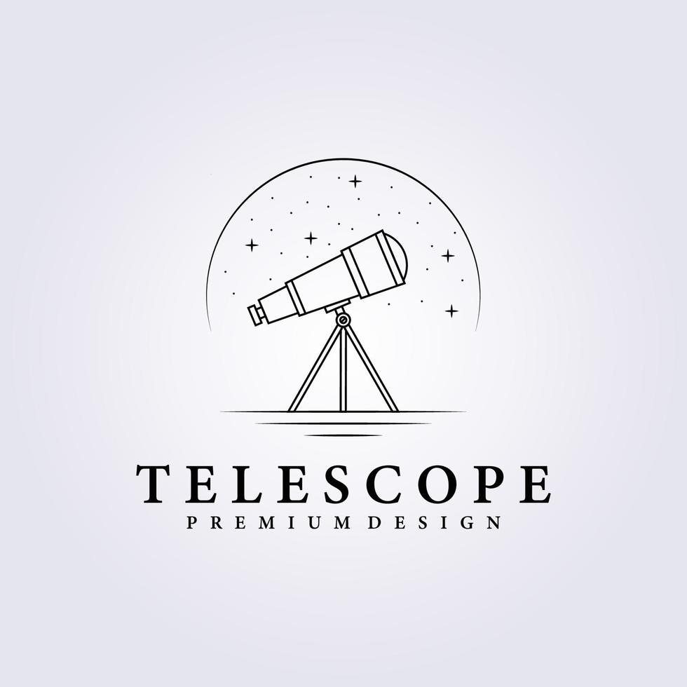 line art telescope simple logo vector astronomy illustration design galaxy space